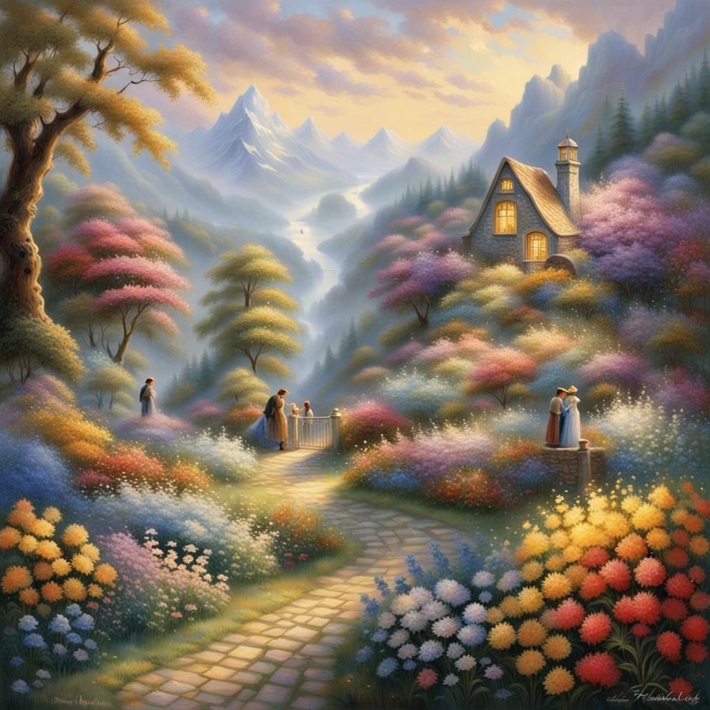 Couple Strolls Through Floral Garden in Ethereal Style