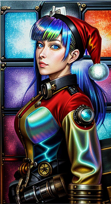 Surreal Iridescent Steampunk Starfleet Officer in Futuristic...