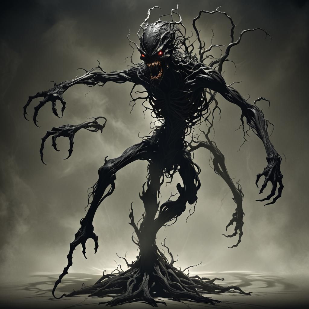 Monstrous Shadow Creature Emerging from Darkness