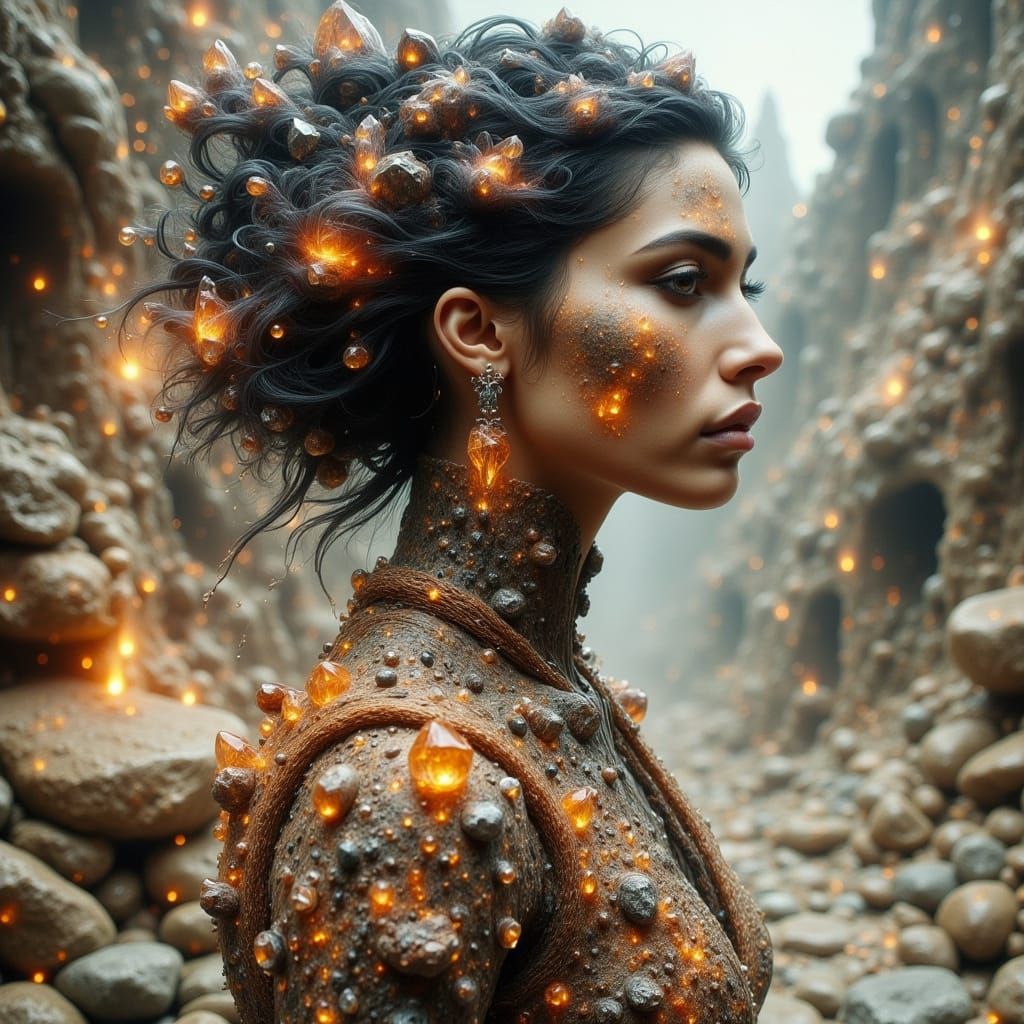 Earthquake Woman in Fantasy Art Style