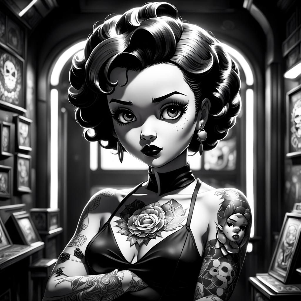 Betty Boop Tattoo Queen in Anime 3D Illustration