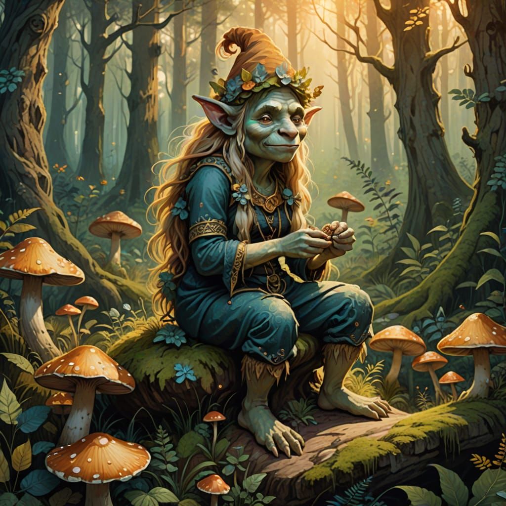 Whimsical Troll in Enchanted Forest