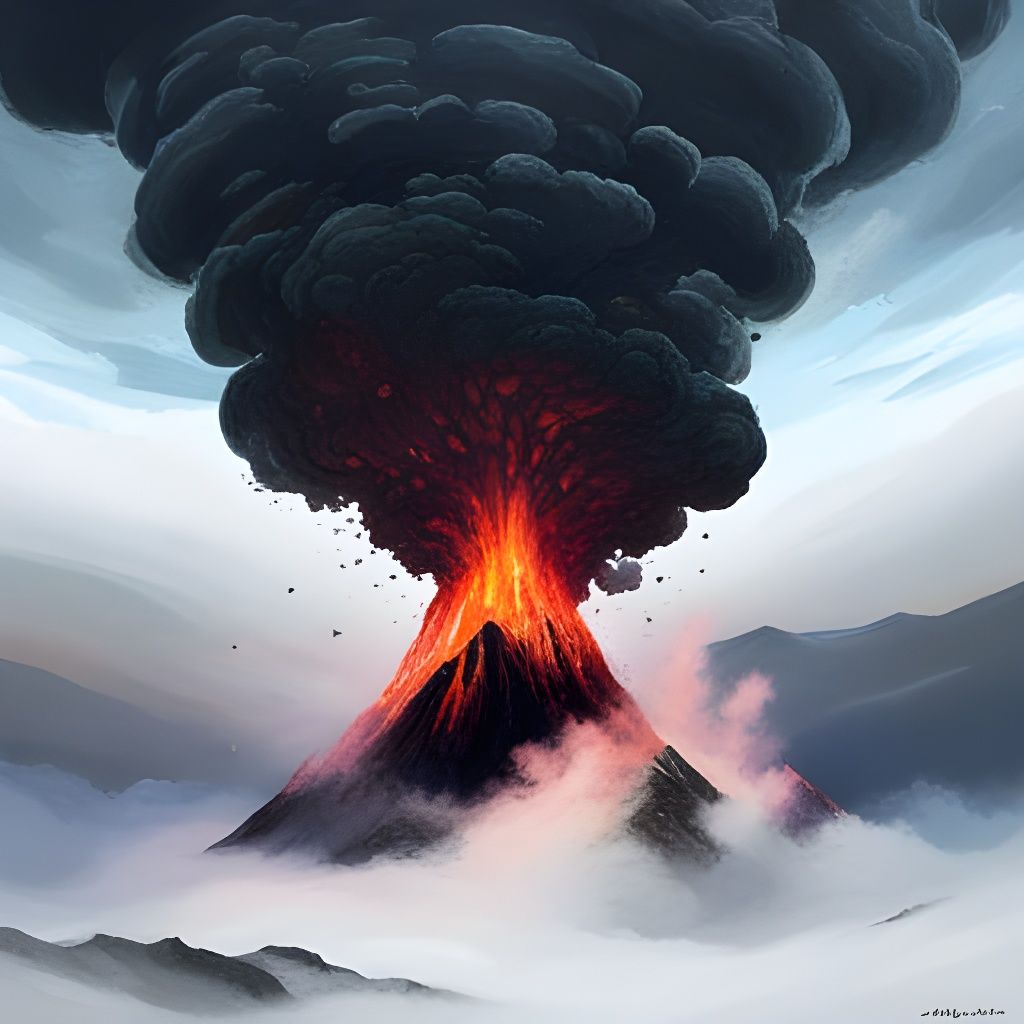 Volcanic Eruption in Dark Fantasy Style