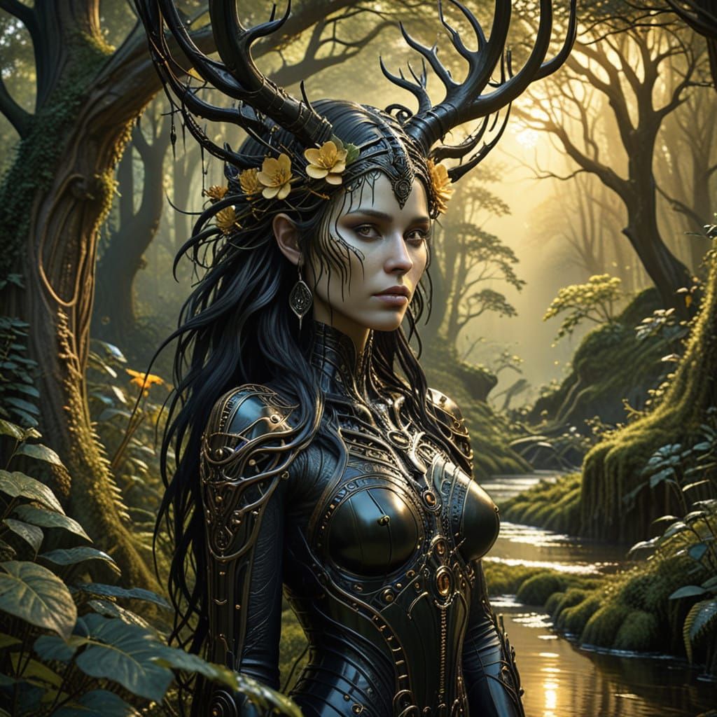 Hyperrealistic Oil Painting of Dark Fantasy Forest in Art No...