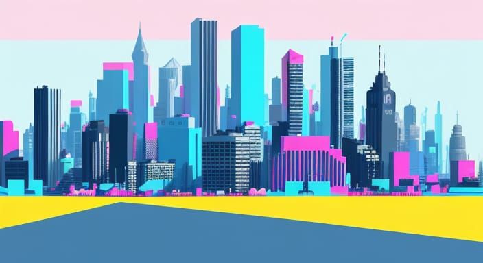 Vibrant VR Cityscape in Colorfield Style