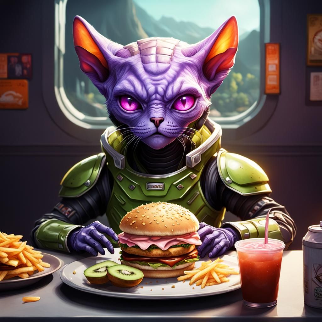 Hyperrealistic Alien Warrior at Wendy's