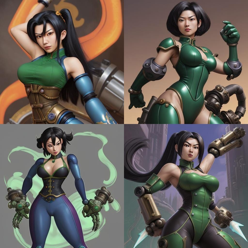 Jade Chan with Steampunk Mecha Arms