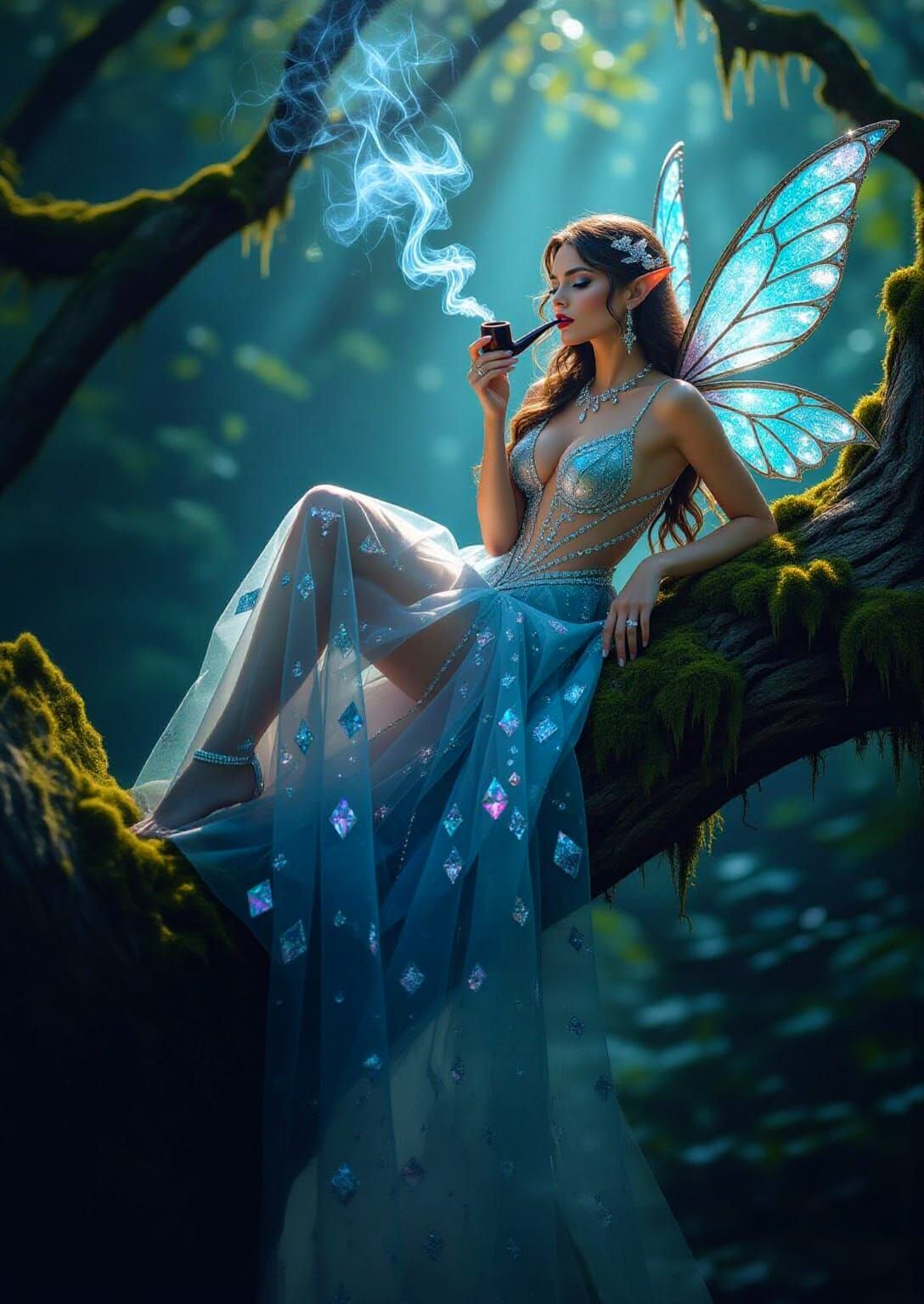 Fierce Fairy Smoking Pipe with Diamond Wings