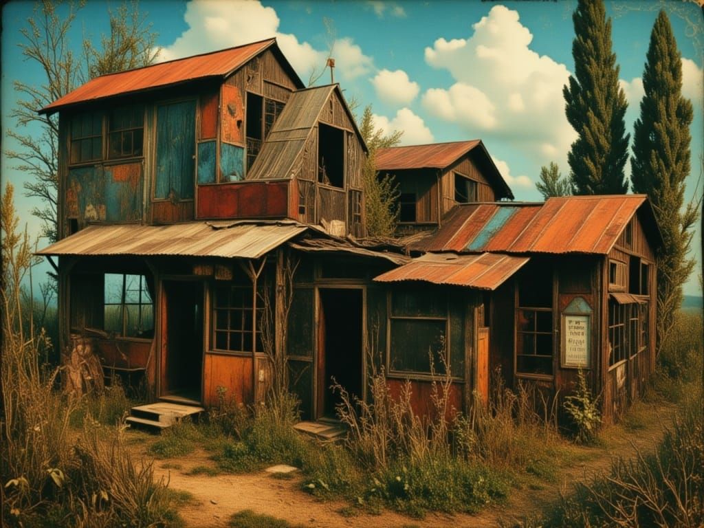 Abandoned Roadside Attraction with Dynamic Lighting