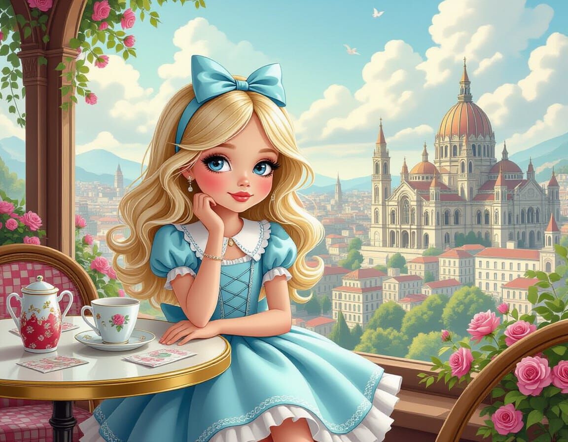 Fairycore Bratz Doll in Alice in Wonderland Illustration