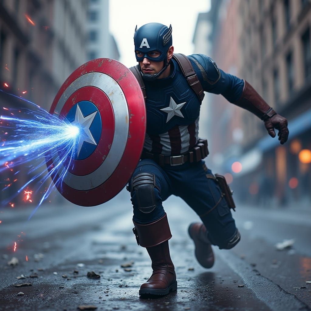 Captain America Shield Throw in Battle-Torn New York