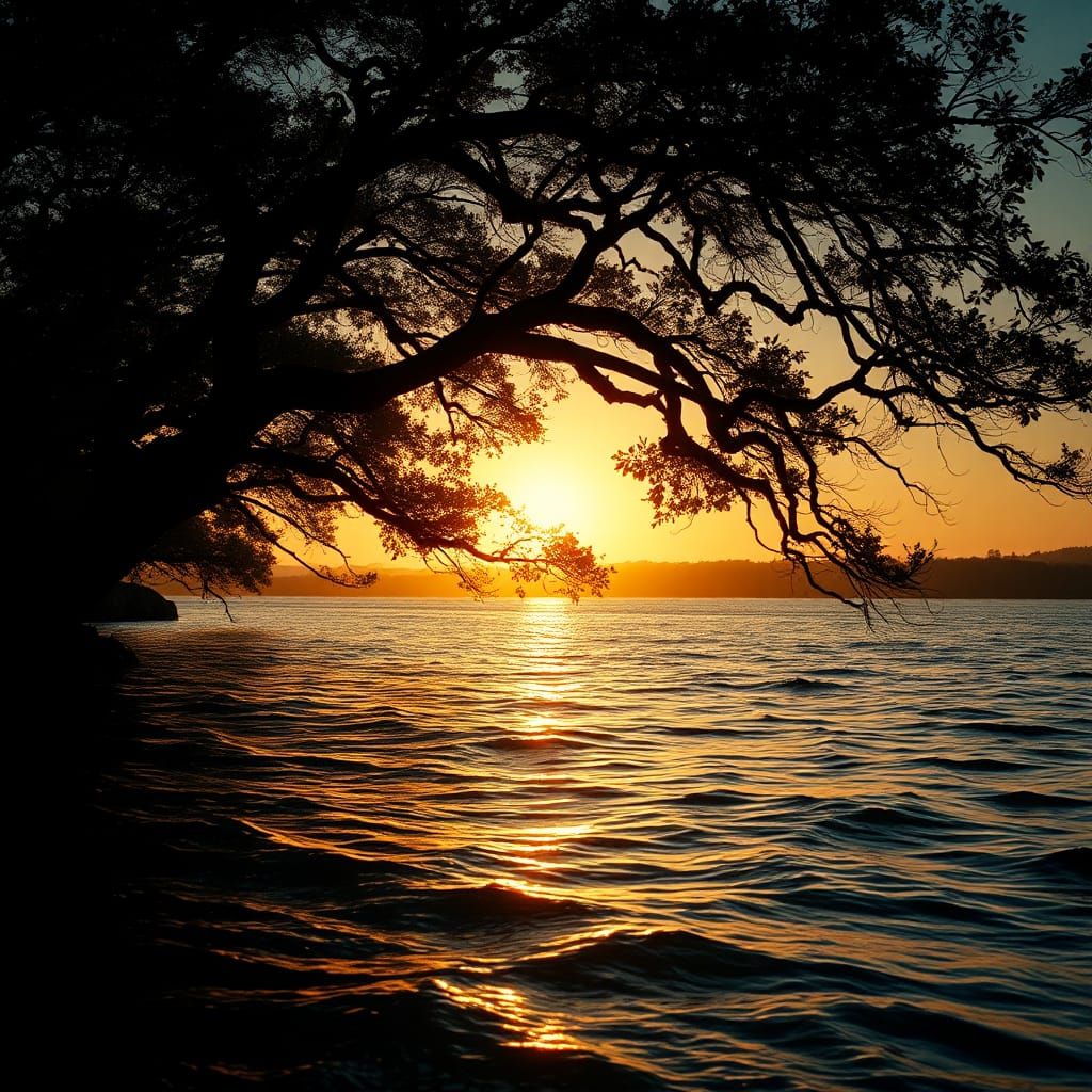 Sunset River Landscape in Cinematic Style