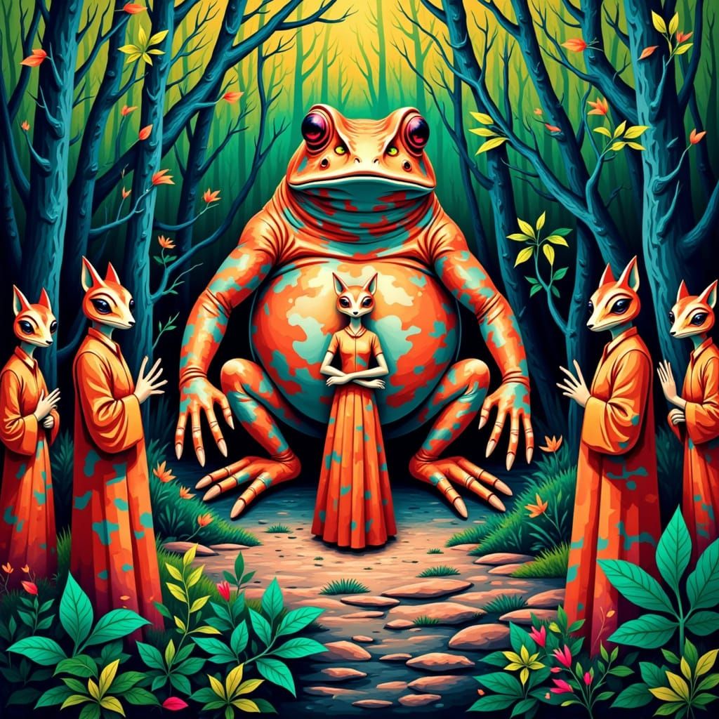 Vibrant Toad Kingdom in Matisse Style