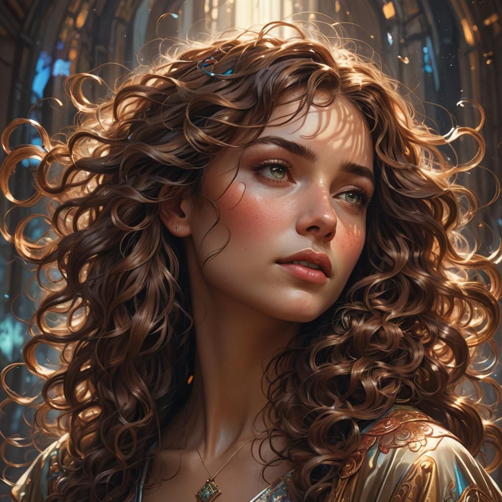 Woman with Brown Hair in Dynamic Lighting