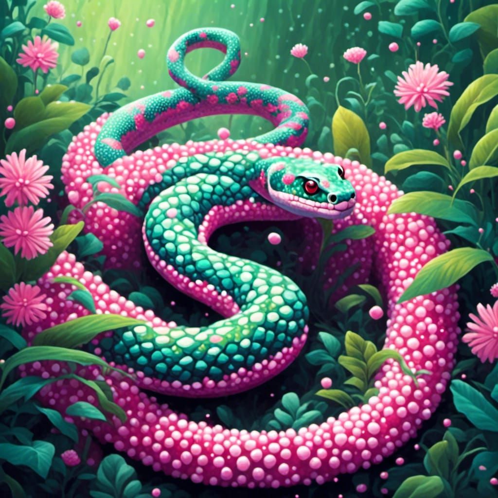 Cute Snake Coiled Around Giant Diamond