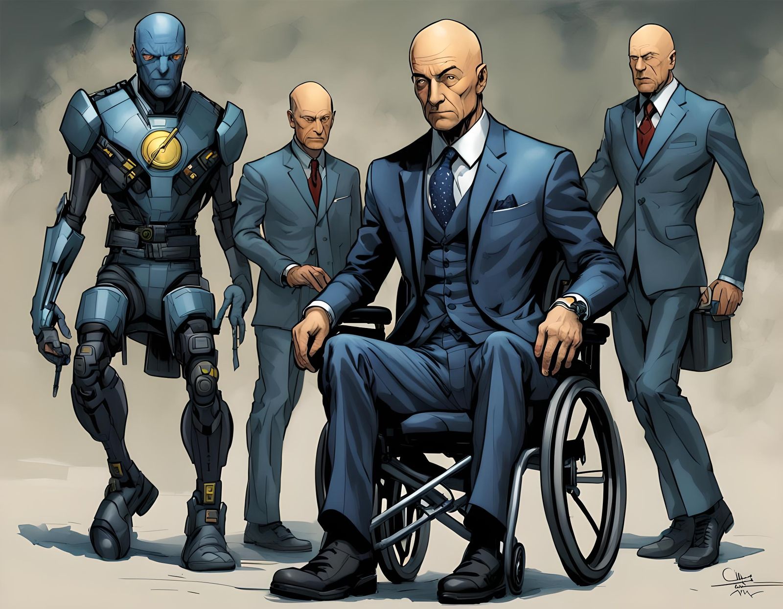 Professor X in High-Tech Wheelchair, Fantasy Art
