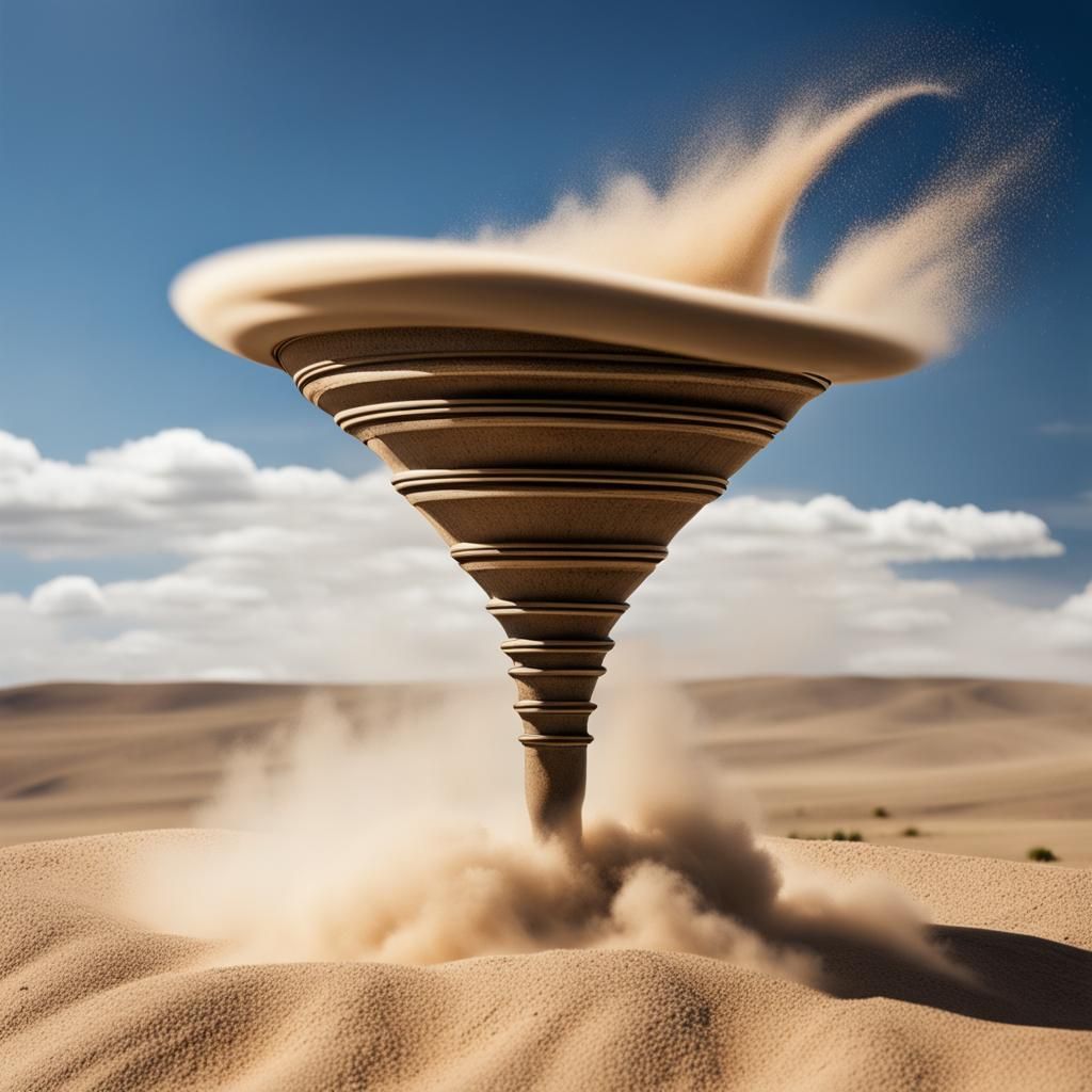 Steampunk Tornado Funnel in Desert Landscape