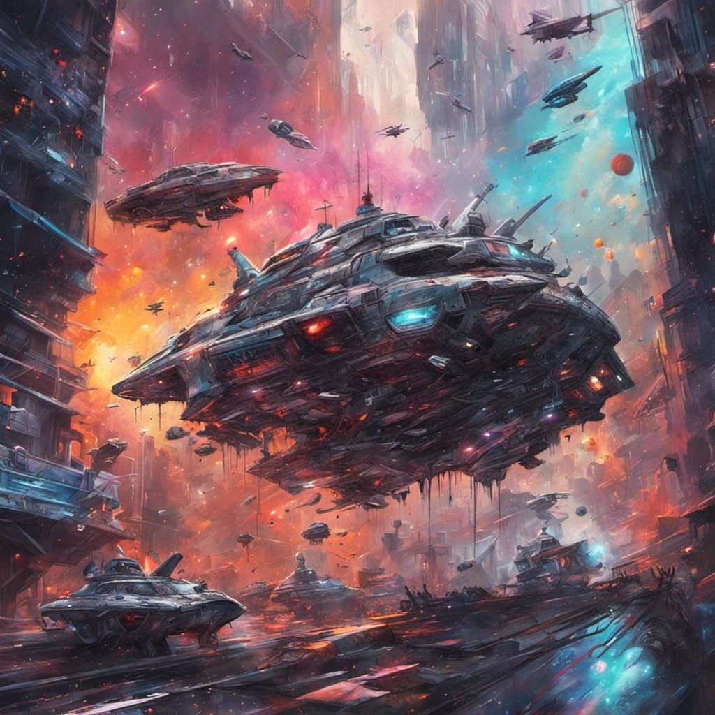 Intergalactic War with Starships and Futuristic HUD