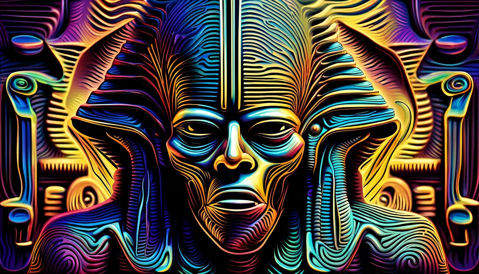 Egyptian God in Psychedelic Pop Art Style