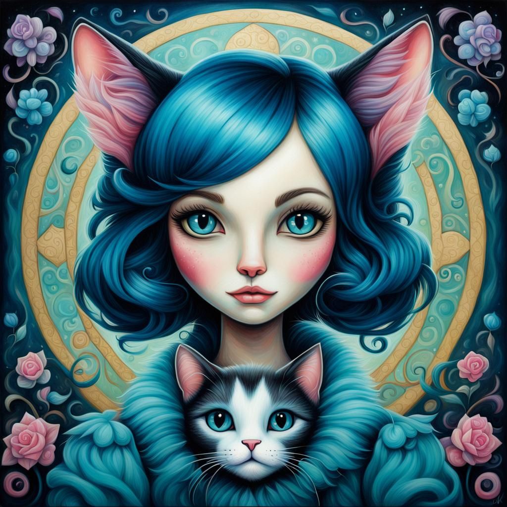 Surreal Portrait of a Cat Lady