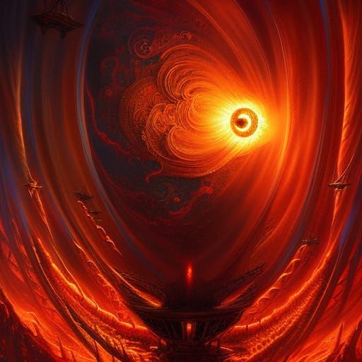 Crimson Filigree Keyhole: A Gothic Surrealist Portrait