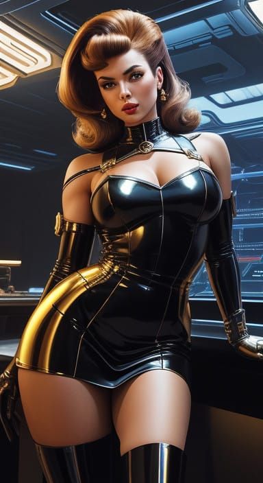 Sultry Sci-Fi Space Heroine in Retro-Futuristic Space Suit