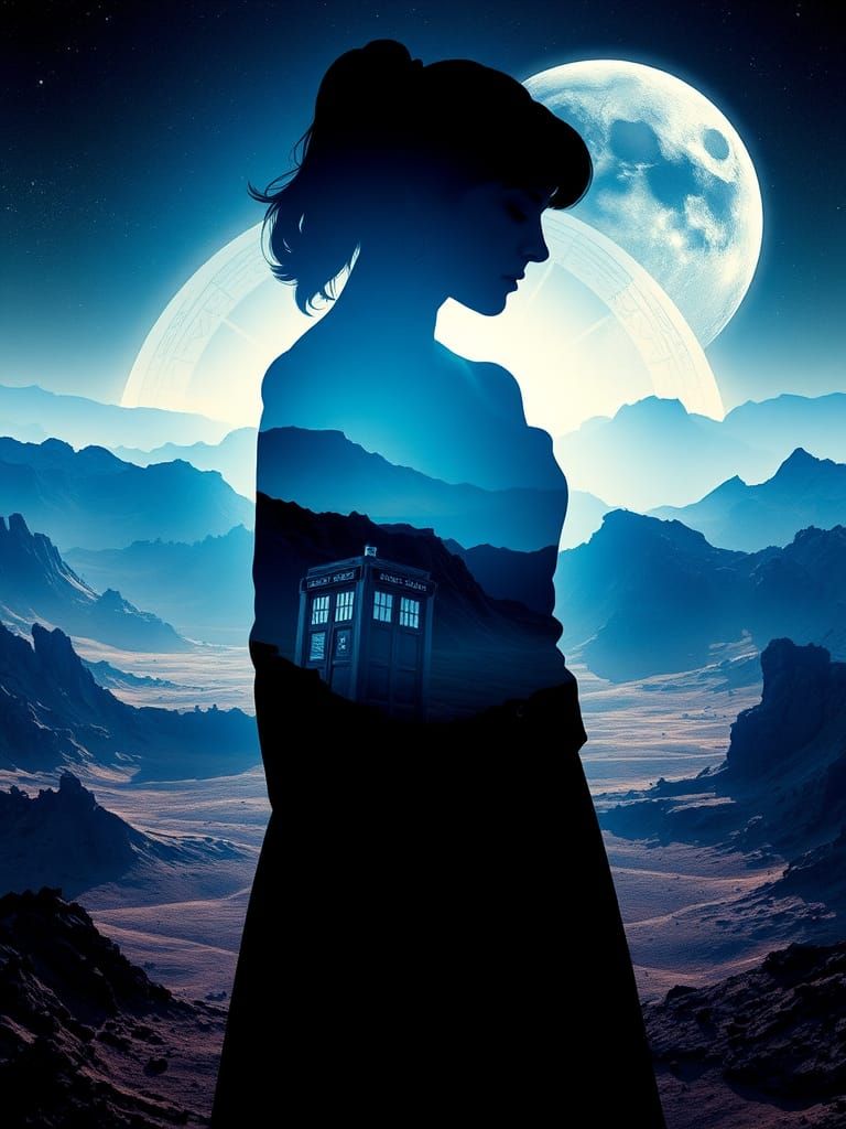 Jenna Coleman Silhouette in Surreal Alien Landscape