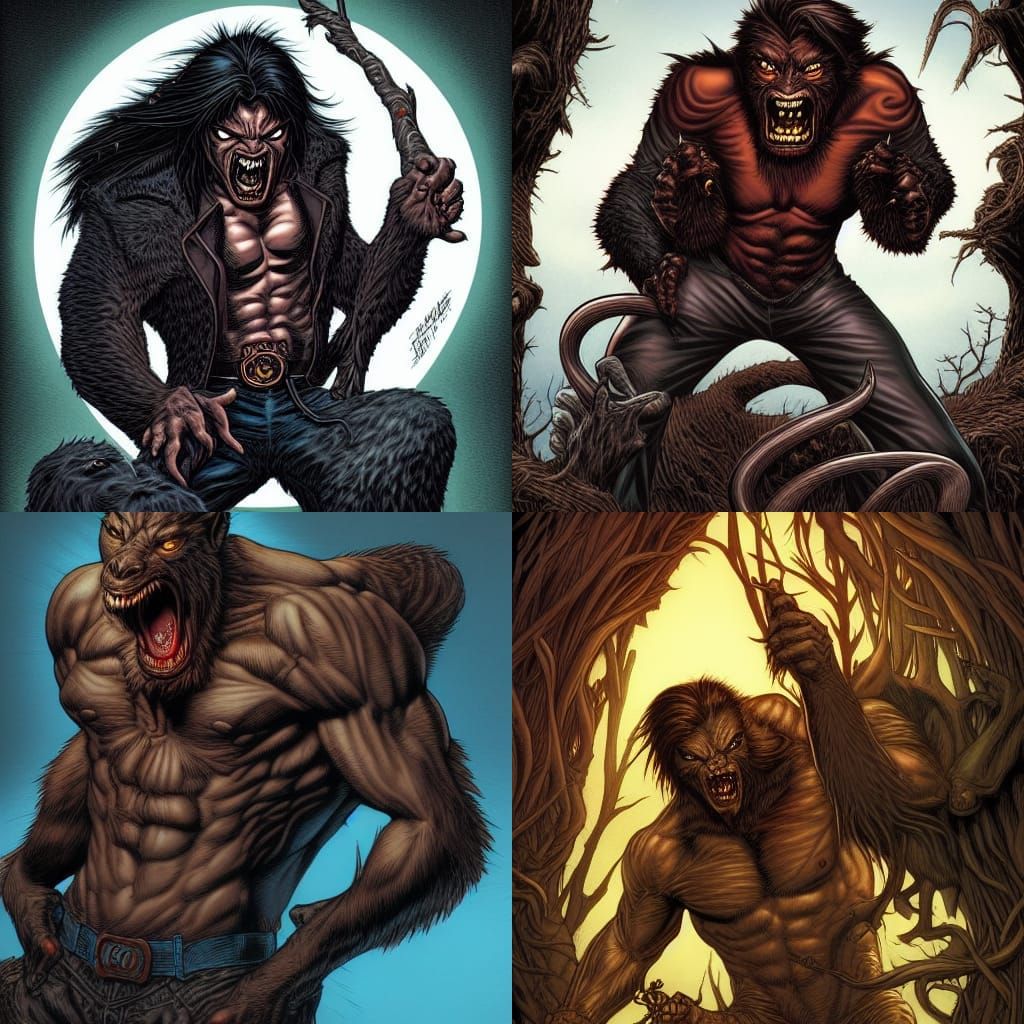 Vampire Werewolf in Comic Book Style