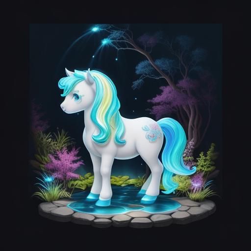 Bioluminescent Chibi Pony in Candy Garden