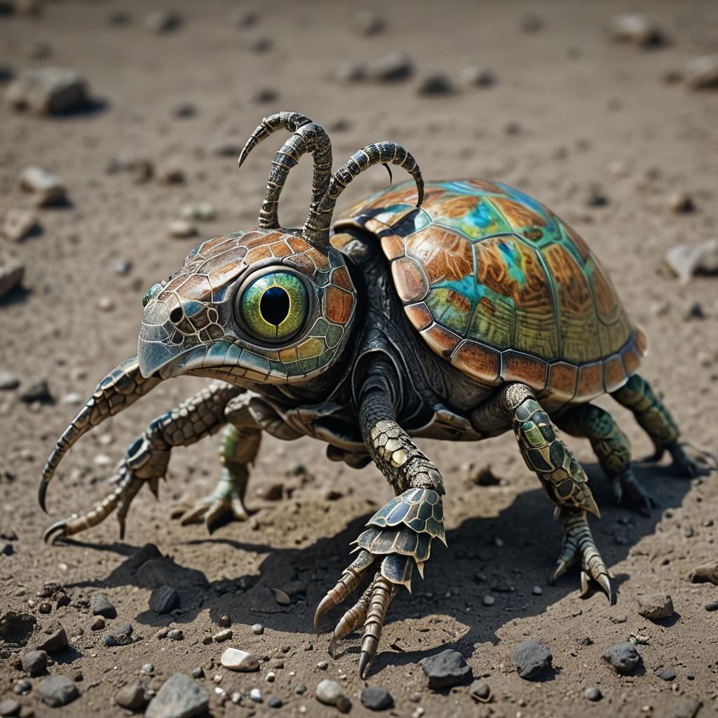 Grotesque Rabbit Turtle in Scientific Surrealism