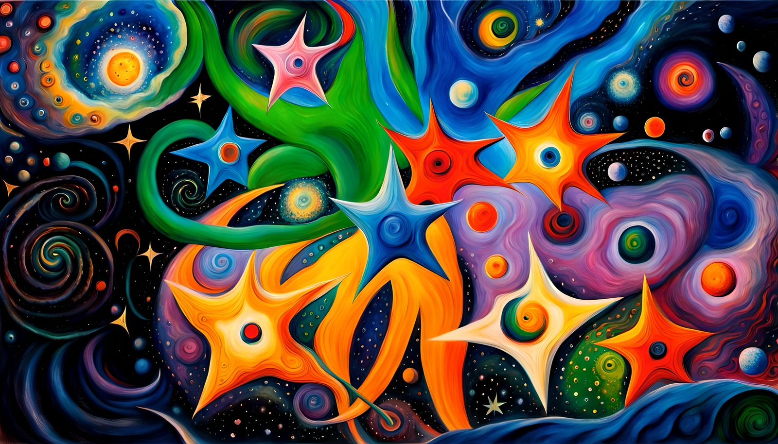 Star Cluster Formation in Chagall Oil Painting Style