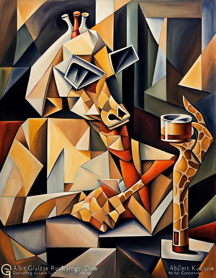 "drunk old giraffe with atitude smoking large pipe and drinking large beer";
Pencil sketch. abstract cubism Euclidean G...