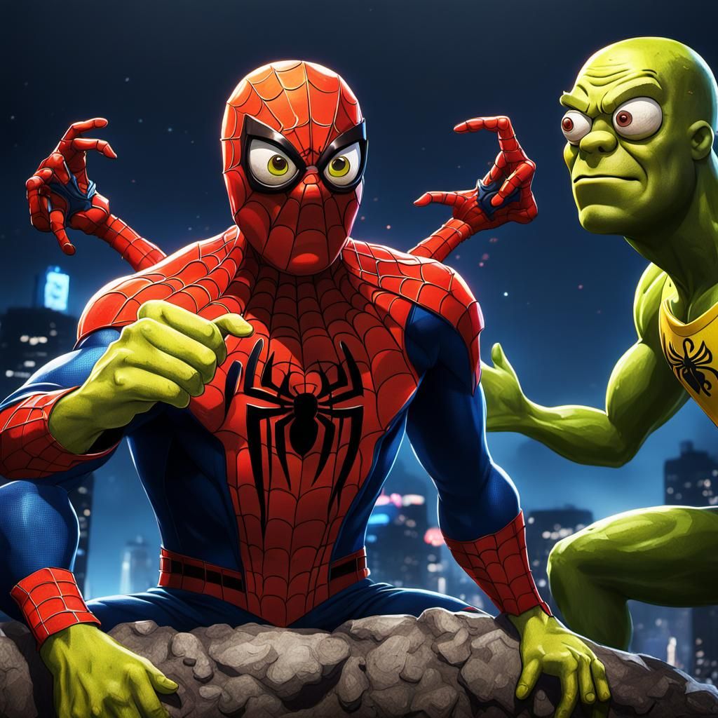 SpongeBob Shrek Spider-Man in 3D Anime Art