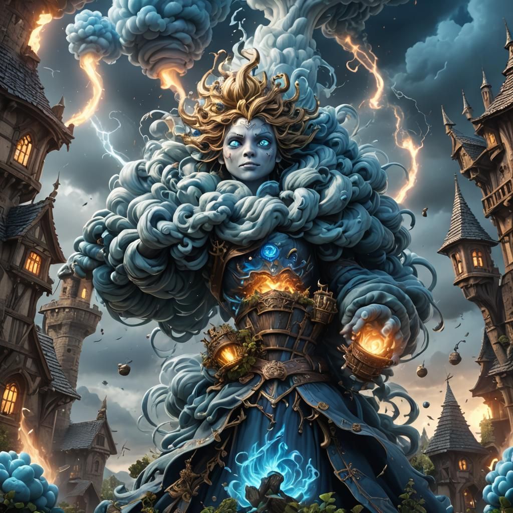 Kawaii Medieval Air Elemental Living Tornado