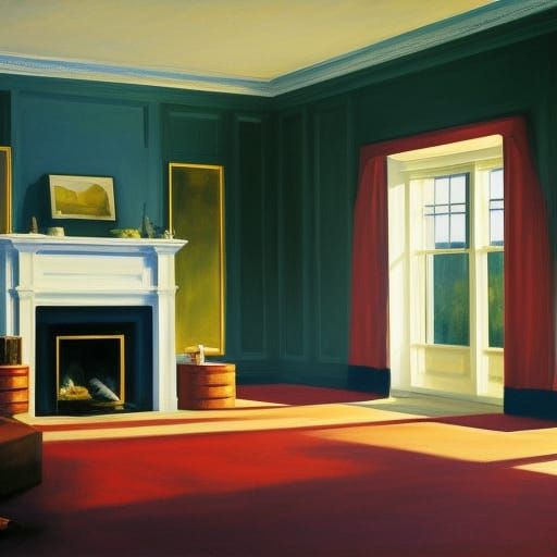 Luxurious Living Room in Hopper Style