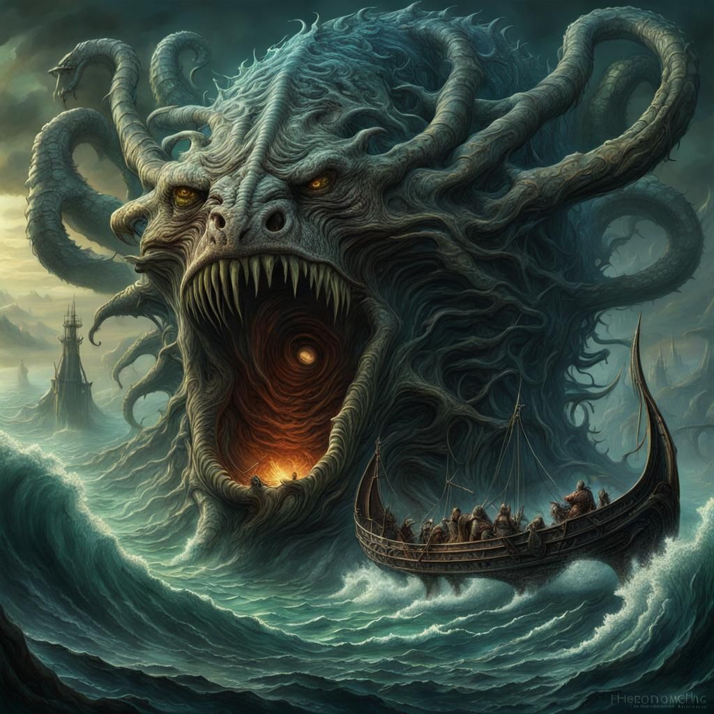 Scylla and Charybdis in Epic Fantasy Style