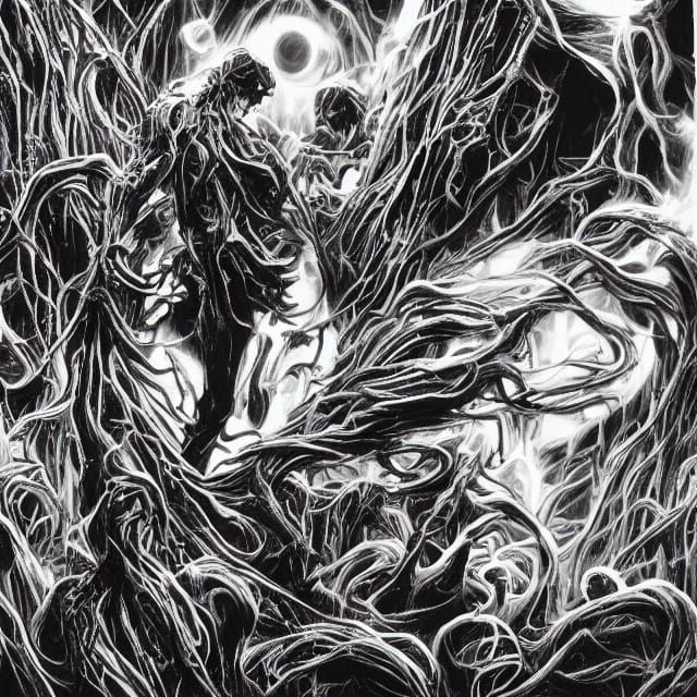 Ethereal Dance in Dark Shadows: A Haunting Film Noir Scene