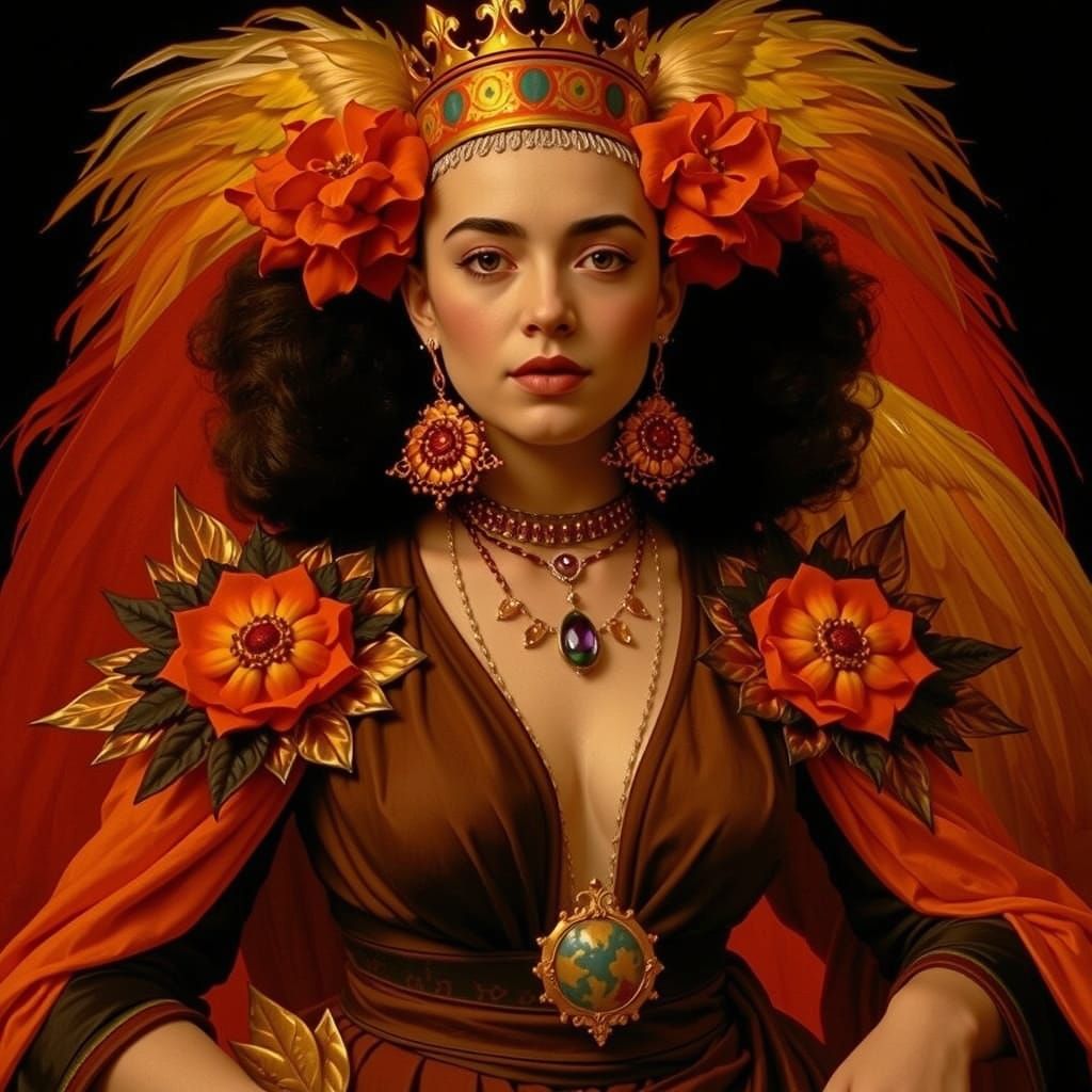 Frida Kahlo as Venus in Botticelli Style