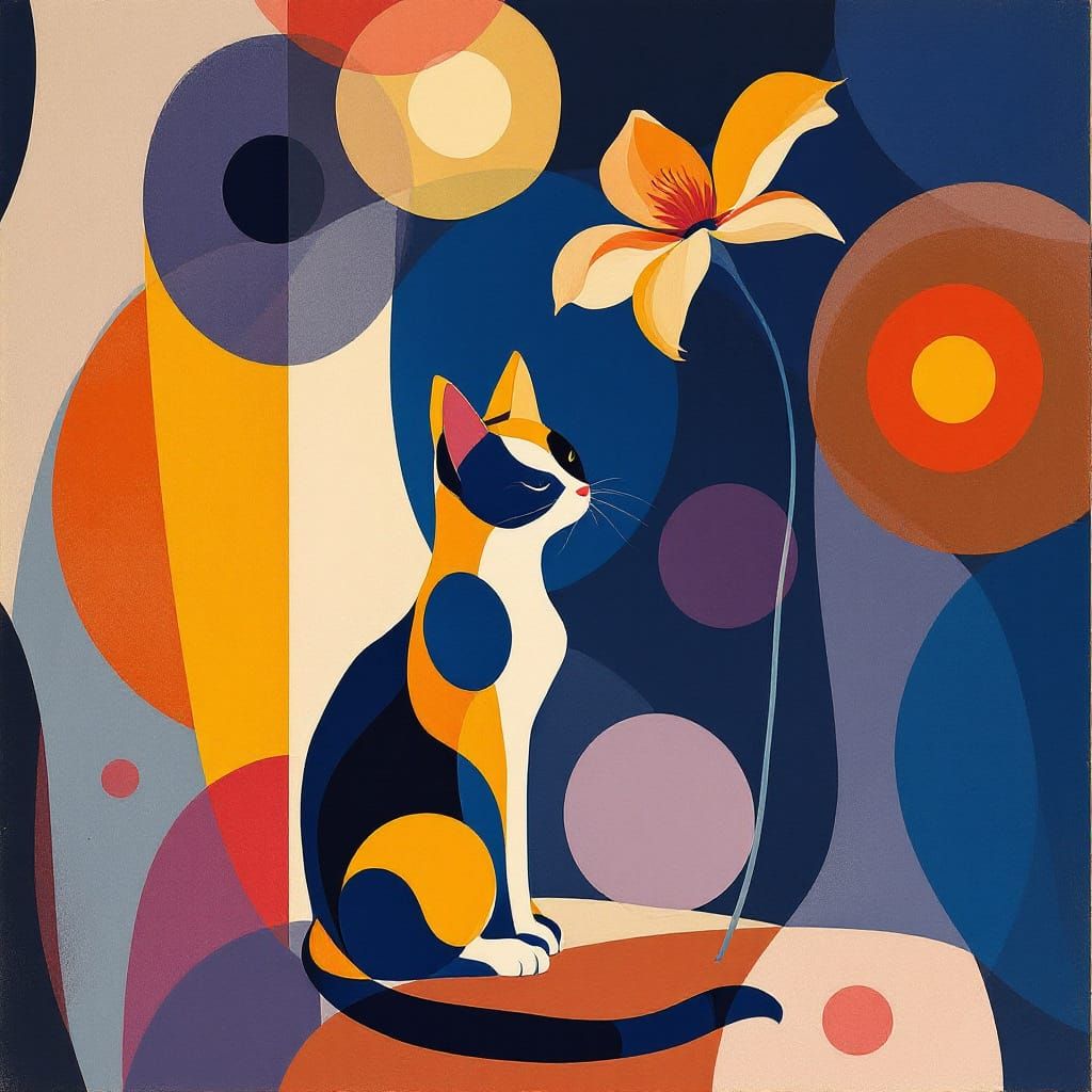 Rhythmic Cat in Geometric Jazz Age Style