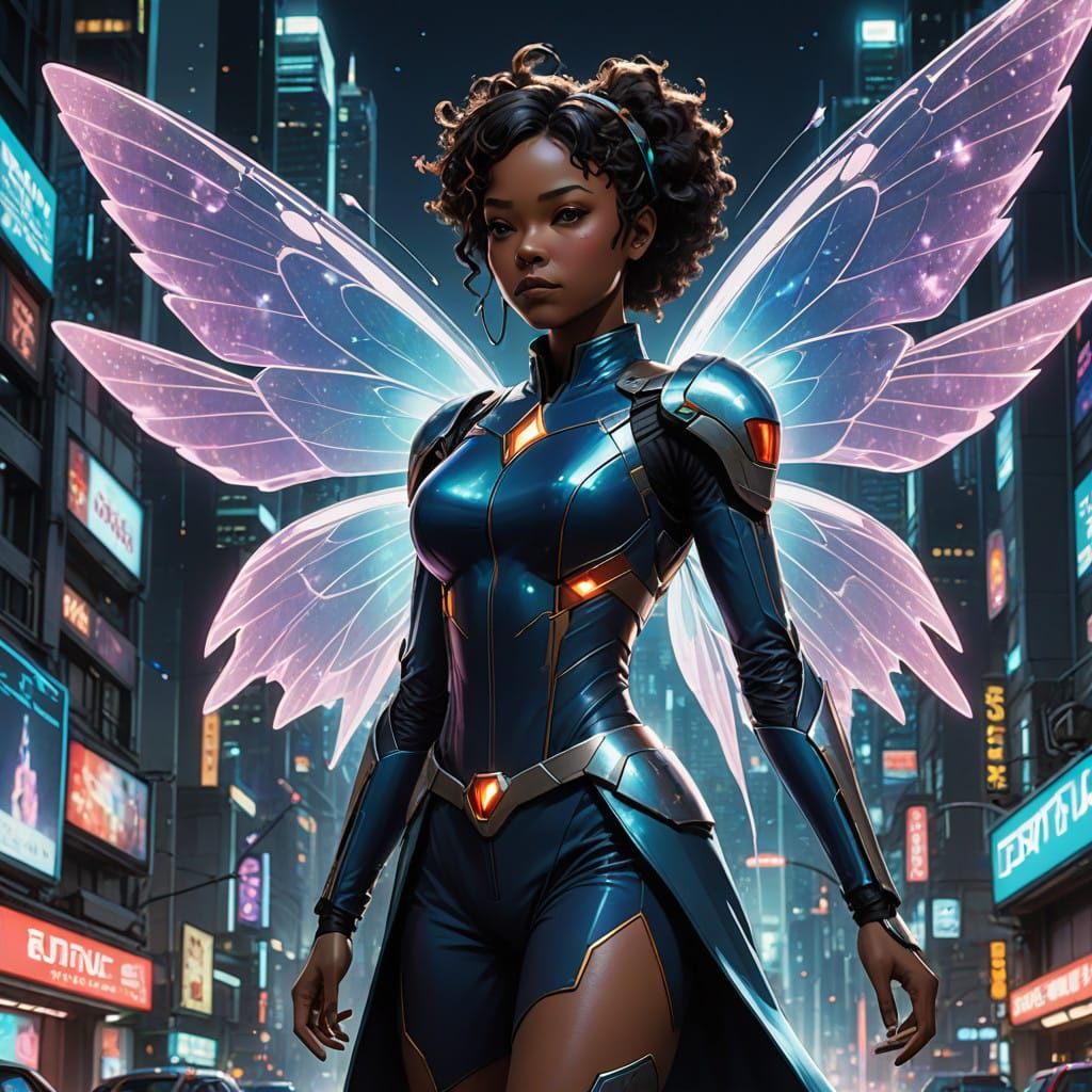 Regal Cyberpunk Fairy in Starfleet Attire
