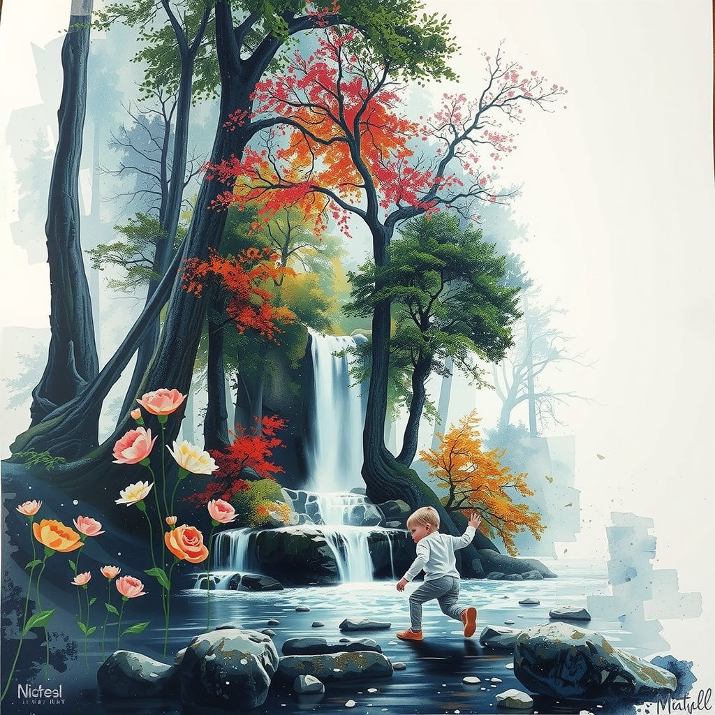 Mother Earth Embracing Her Child in Surreal Abstract Art