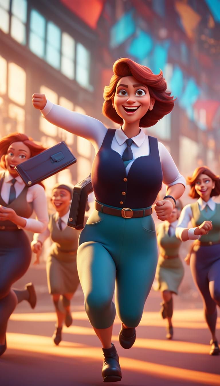 Women Running a Business in Pixar Disney Style