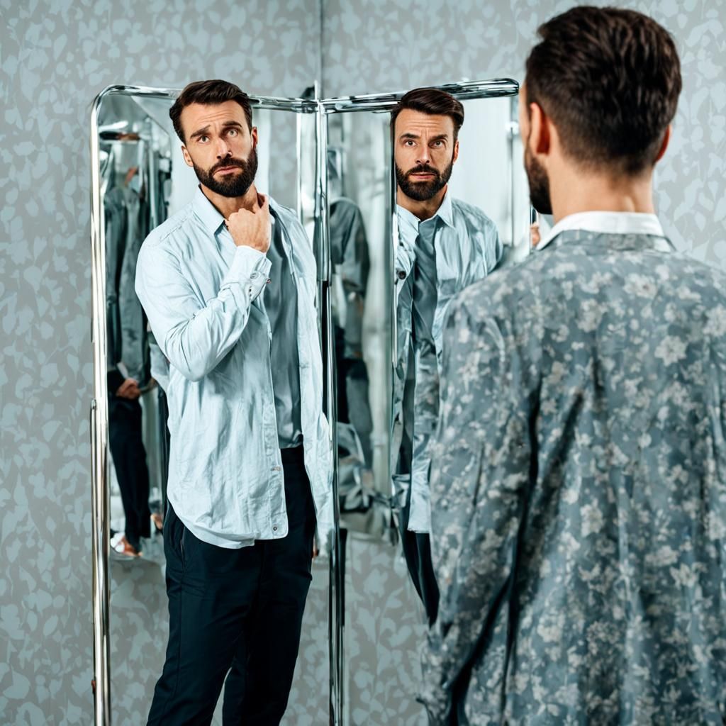 Man's Mirrored Reflections Show Alternate Styles