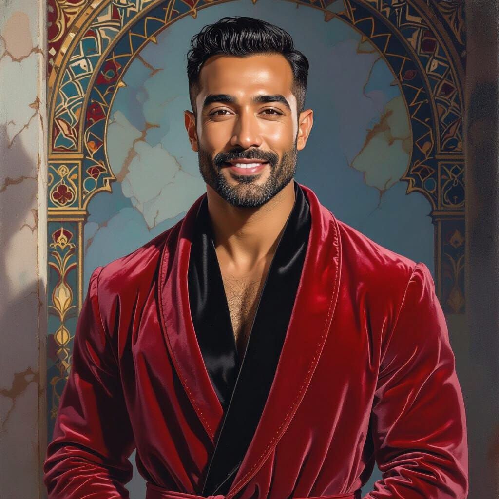 Radiant Hero Portrait in Art Nouveau Style