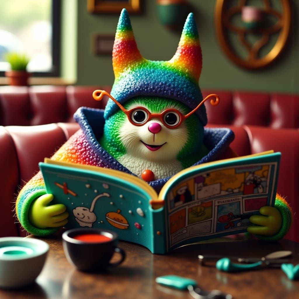 Rey Mysterio Reading Comics in a Cafe