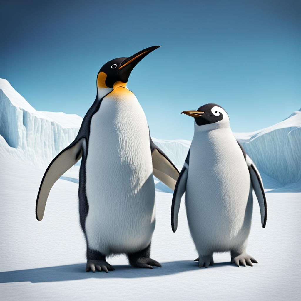 Yeti and Penguin Together: An AI-Generated Image