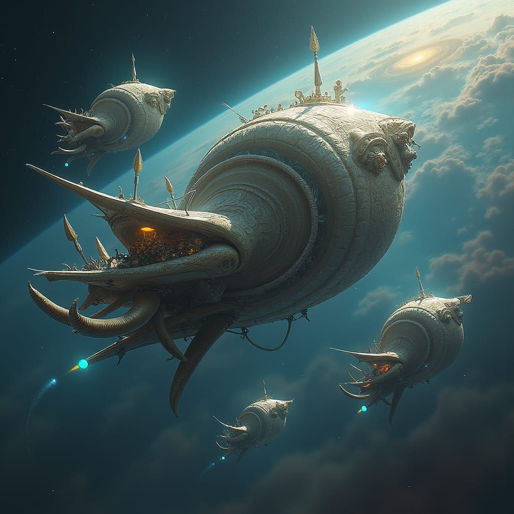 Colossal Nautiloid Ships in Deep Space