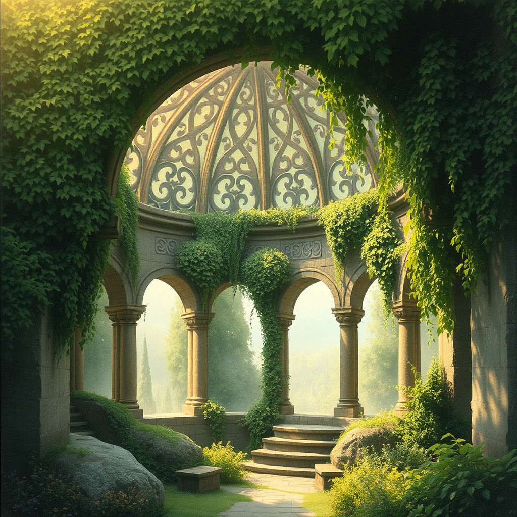 Mystical Irish Exedra in Dreamy Landscape