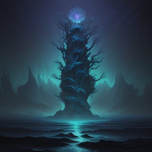 Dreamlike Tapestry of Elements in Ethereal Ocean