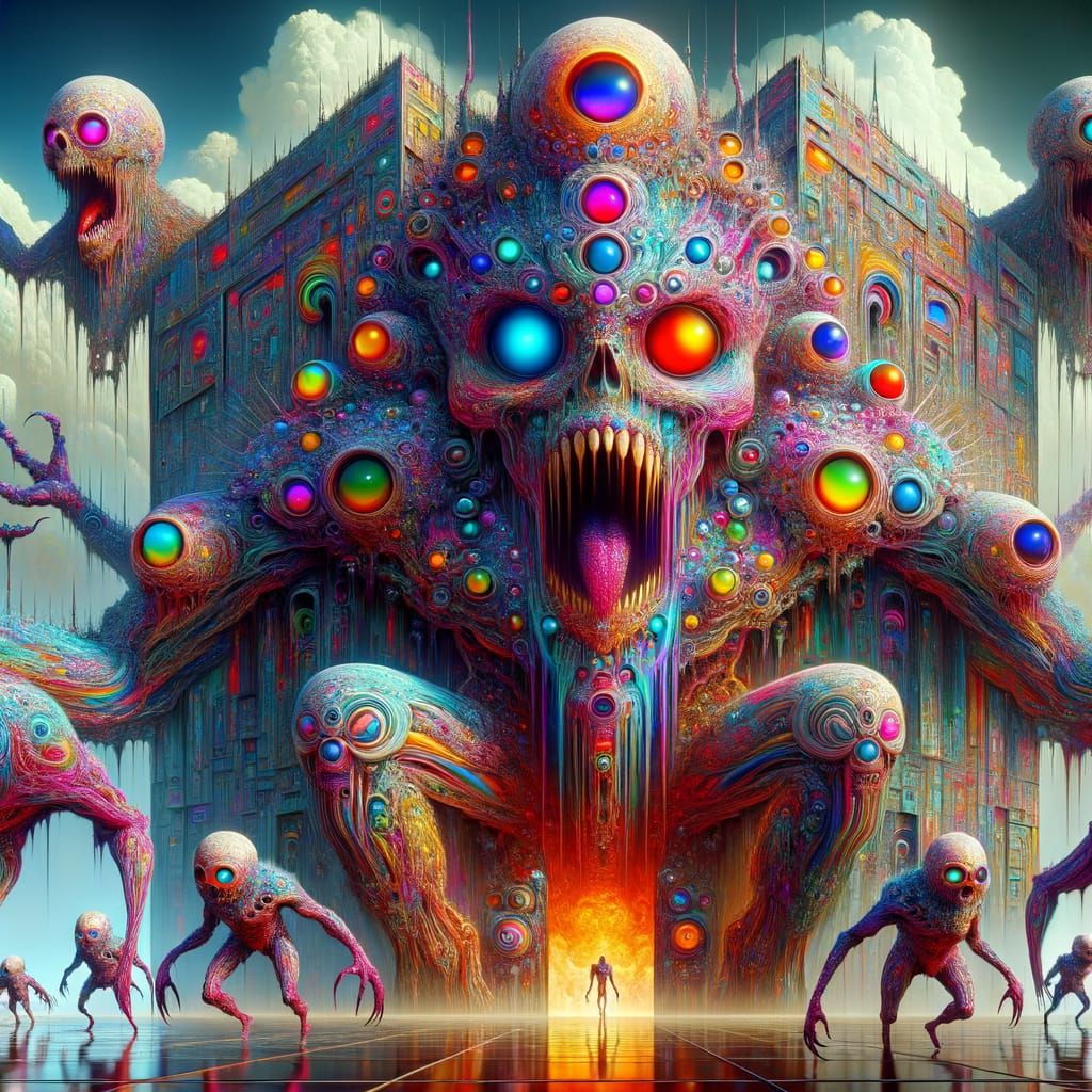 Psychedelic Vampire Warlord in a Mech Droid City